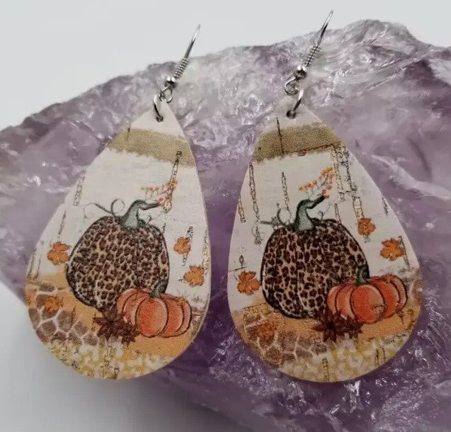 Leather Pumpkin earrings