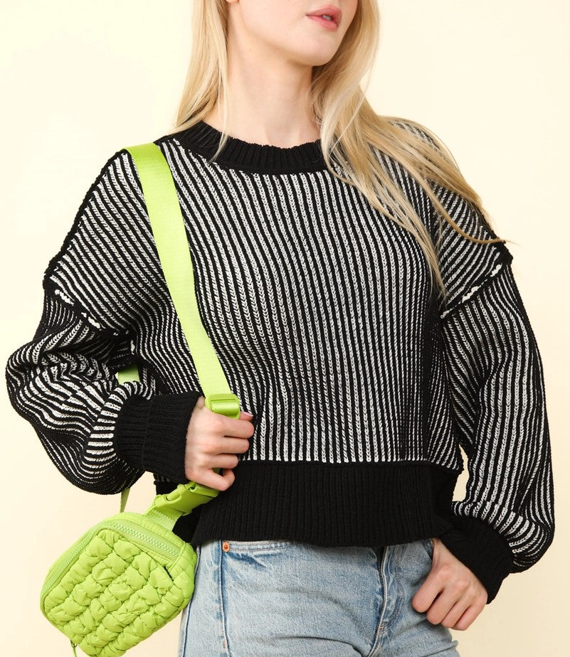 Cropped 2Tone Sweater