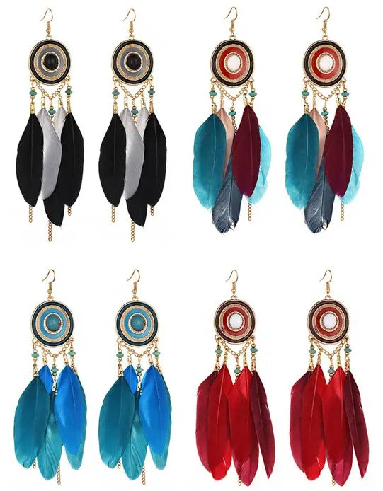 Circle Feather earrings